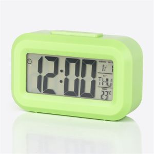 【Low Price】Mini Alarm Clock For Kids Digital Backlight LED Display Table Alarm Clock Student Snooze Thermometer Calendar Time Clock earphea