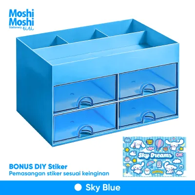 Drawer Desk Fancy 4 Grid Storage Box Tempat Laci Alat Tulis Karakter Meja Kantor Multifungsi 4 Sekat