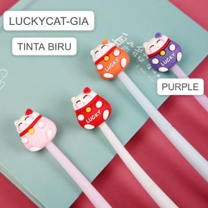 PULPEN LAMBAI LUCKY CAT TINTA BIRU | PULPEN GOYANG LUCKY CAT | PULPEN LAMBAI KUCING TINTA HITAM | PULPEN GOYANG KUCING | CAT | PULPEN GEL TINTA HITAM DAN BIRU KUCING