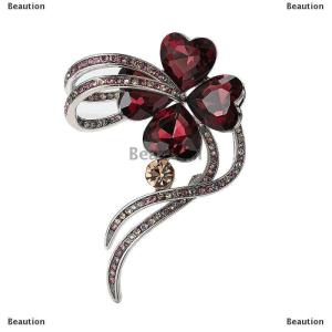 [COD] Beaution Fashion Rhinestone Four Leaf Clover Brooches For Women Clothing Coat Jewelry Accessries Gifts