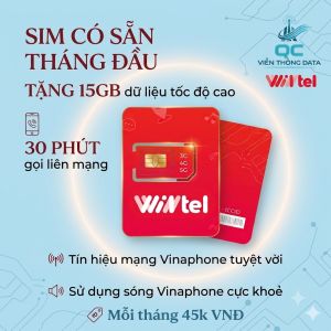 FREESHIP - CHƯA KÍCH HOẠT.Sim Wintel Miễn Phí Tháng Đầu 15GB Tốc Độ Cao 30 Phút Gọi Liên Mạng Sóng Vinaphone Cực Khỏe