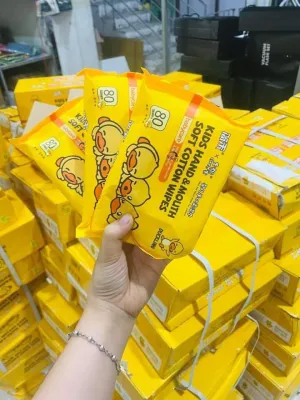 Thùng 10 gói khăn giấy ướt vịt vàng1 gói 80 tờ khăn ướt không mùian toàn cho mọi người