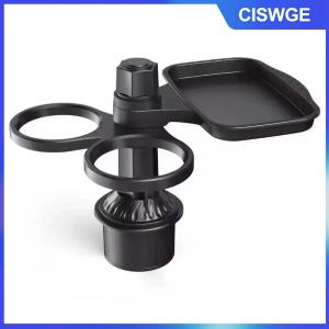 CISWGE Giá đỡ cốc trên ô tô kèm giá đỡ điện thoại điều chỉnh được và khay ăn xoay được giúp tổ chức bữa ăn ngay trong khi lái xe.