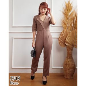 Mihar store / Jumpsuit panjang polos / Jumpsuit celana panjang polos / Jumpsuit wedges scuba / Jumspuit polos simpel - 471