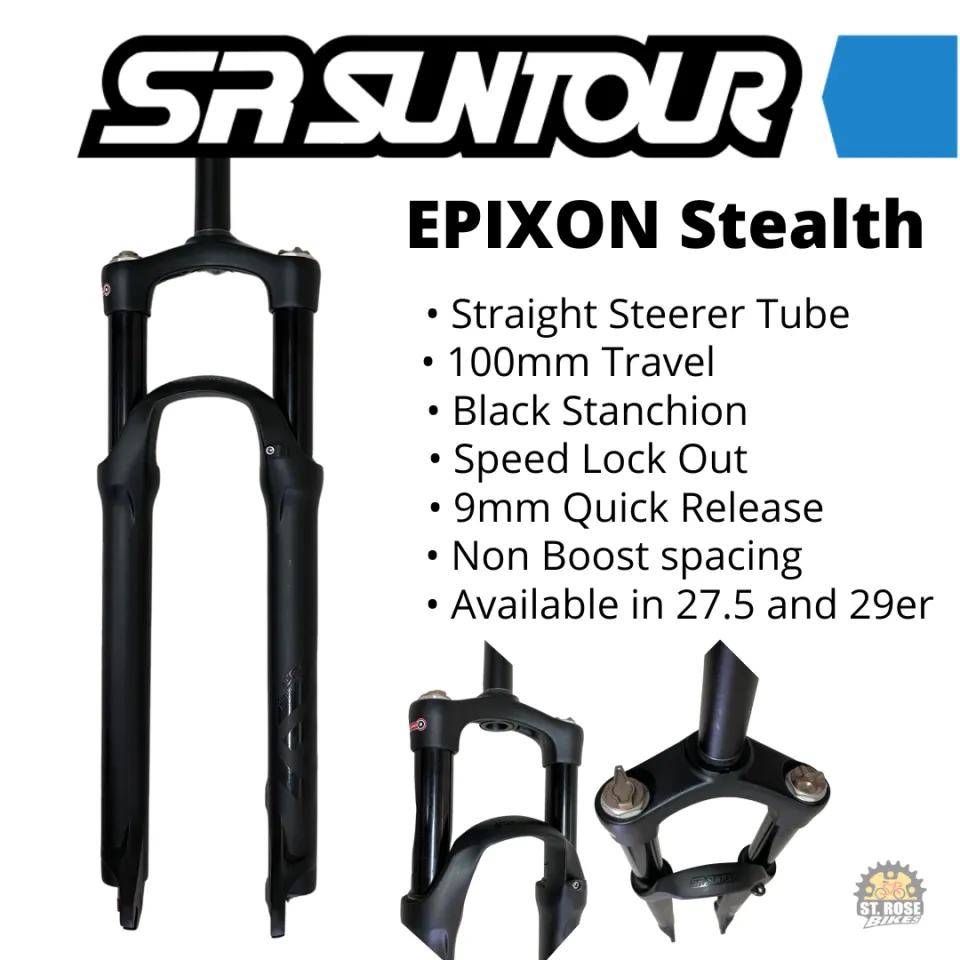 Sr Suntour EPIXON Stealth Super Black 100mm Travel 27.5 / 29er Straight  tube QR Air Suspension Fork | Lazada PH