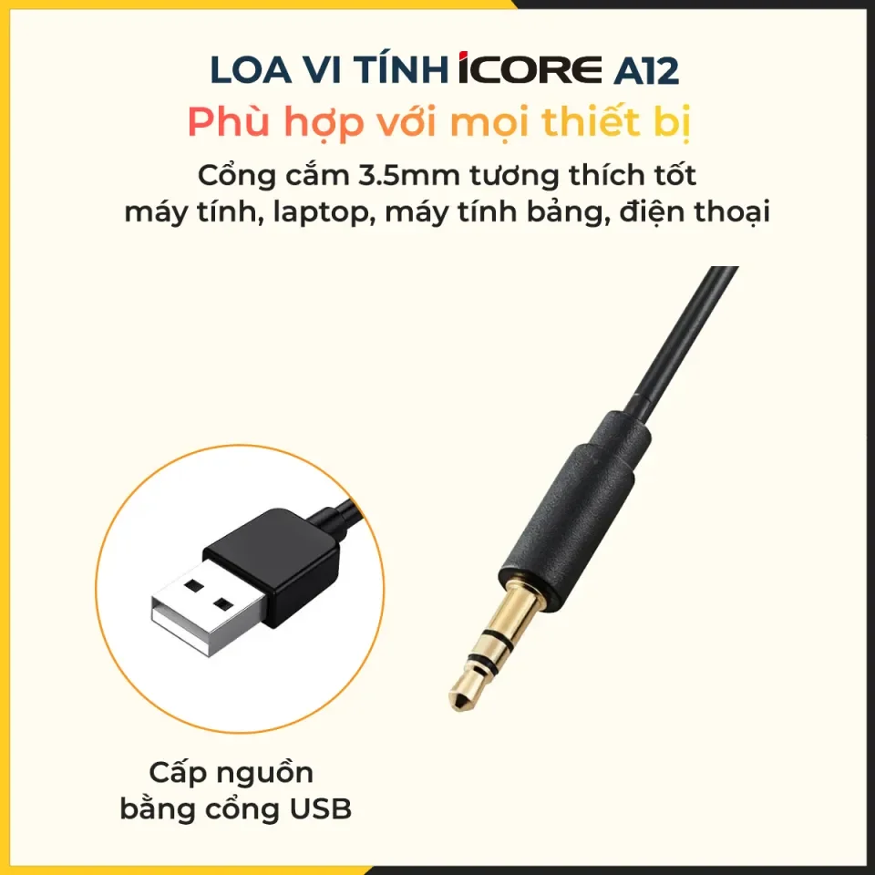 Loa Vi Tính 2.1 iCore 510U - Loa Bluetooth và hỗ trợ cắm dây, đọc ...