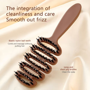 Songta Boar Bristle Hairbrush Massage Head Anti Static Fluffy Hair Care Comb
