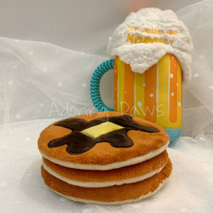 (Restocked!) TRIPLE STACK BUTTERMILK PANCAKE FRIED CHICKEN WAFFLE FOOD PLUSH PET DOG CAT BIG SMALL TOY WITH SQUEAKER SOUND CRINKLE