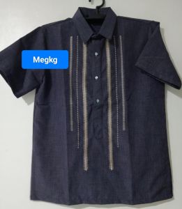 Short Sleeve Barong Computerized Embroidery with Random Designs  Elegant Design for Men