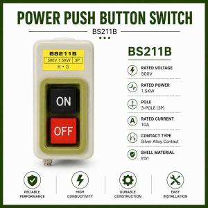 ON/OFF Power Push Button Switch 10A 15A 30A 3 Phase Motor Start Stop Switch Replacement