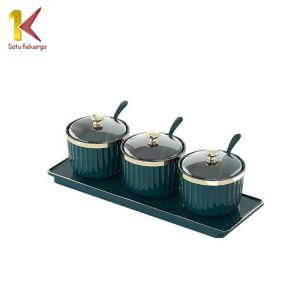 Satu Keluarga Tempat Bumbu Dapur Set 3IN1 C1008 Kitchen Set Aesthetic Minimalis Free Sendok Praktis