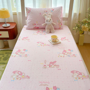 Dansunreve Sanrio Bedsheet 100% Cotton Melody Cinnamoroll Kuromi Fittedsheet Single Queen King Mattress Cover