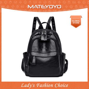 MATEYOYO Women’s Backpack Shoulders Bag Fashion Backpack Waterproof PU Large Capacity Backpack Casual Zipper Packs Multiple Pockets For Girls Teens Women’ Fashion