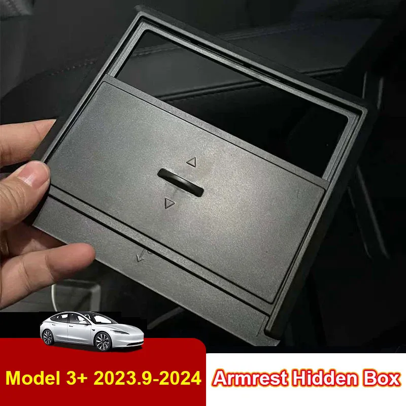 Car Interior Accessorie for Tesla Model 3 Highland 2024 Armrest Hidden Storage  Organizer Center Console Card Gadget Holder