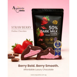 Benns Ethicoa 50% Dark Milk Praline Chocolate- Strawberry Halal Ingredient 100g Axquisite