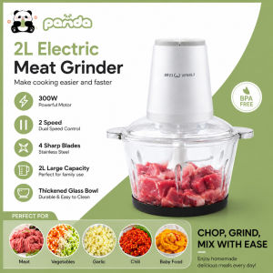 Powerful Portable Electric Food Chopper/Processor - 2 Liter Two-Speed ​​Adjustable Comes with a Replacement Blade
