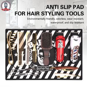 แผ่นรองเครื่องมือร้านตัดผมสีดำกันลื่นกันน้ำและกันความร้อน PVC Sation อุปกรณ์ตกแต่งผมแผ่นเก็บของมืออาชีพ