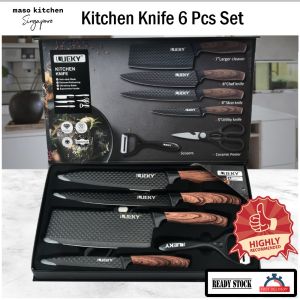 Kitchen Knife Set with Scissors and Peeler - Stainless Steel Knives and Anti Slip Handle  Comes in Gift Box (6 Pcs Set)