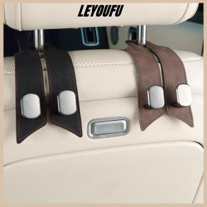 LEYOUFU ตะขอแขวนที่พิงศรีษะของรถหนังนิ่มแบบพรีเมี่ยมตะขอแขวนคู่ที่แขวนที่ทำจากโลหะผสมรับน้ำหนักได้มากที่แขวนอเนกประสงค์