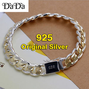 Italian 92.5 sterling silver bracelet mens high-end sideways square buckle jewelry