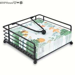 WP💓💛💖 Napkin Holder Flat Napkin Dispenser Square Iron Paper Holder For Kitchen Dining Room Restaurant Decoration