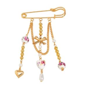 Phong cách chảy Tua Pin với họa tiết hoa và hạt gốm mặc hàng ngày Tua Pin hoàn hảo cho phụ kiện văn phòng