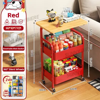 SUNNY Bedside Table Utility Trolley Cart Organizer Rack Kitchen Storage Rack With Wheels Bedside Cabinet