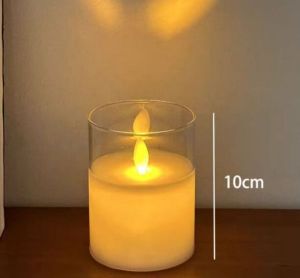 Eyre(Pop-up toko ♞) Lilin LED Premium Akrilik Aesthetic Candle Smokeless Natal Lampu Tidur Hiasan Kamar BESAR Baterai Elektrik Api Bergoyang Lampu Simulasi lilin lampu malam ayunan sumbu dipimpin lampu lilin elektronik di kamar tidur dekorasi desktop