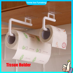 Paper Roll Holder Wall Mounted Towel Storage Rack Tissue Hanger Plastic Paper Roll Organizer Fresh Film Storage Rack Shelf for Kitchen