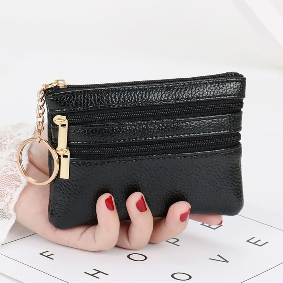WCYC PU Leather Women Clutch Short Small Keychain Card Holder Wallet Money  Bag Mini Coin Purse