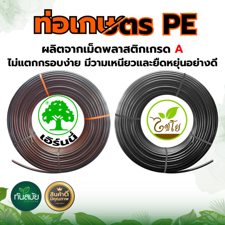 ท่อ PE ไชโยและเอิร์นนี่ 16 มิล ทนแดด ทนฝน 200 หลา