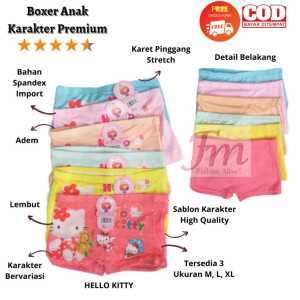 Femme Ols -6 PCS Boxer Anak Cewek / CD Celana Dalam Anak Cewek Motif Kartun Lucu