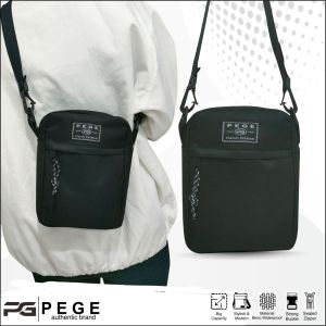 Tas Selempang Pria Slempang Bahu PEGE Monthy Kasual Model Kasual Trendy Warna Hitam Polos - PG 8938