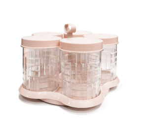 Toples Garasu set 5 Rotary - toples nampan bening lebaran - toples kue 1 liter hari raya - toples putar lebaran