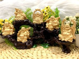 [HCM]Bộ 6 Tượng Bồ Tát Di Lặc Hoan Hỉ kèm đế tượng 6 chân( Loại Lớn - Màu Vàng )