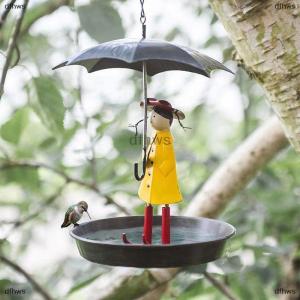 [COD] dfhws Hanging Bird Feeders For Outdoors Girl And Umbrella Hummingbird Feeder Tray Outside For Bird Bath Garden Decor Yard Decorations