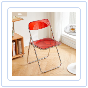 【COZYCASA】PVC Transparent Crystal Foldable Chair Acrylic Lightweight Minimalist Simple Bedroom Study Office Chair