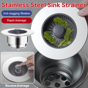 Stainless Steel Sink Strainer Kitchen Vegetable Basin Drain Cap Stainless Steel Water Tank Bouncing Core Sink Filter