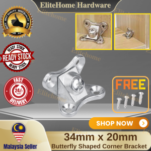 【EliteHome】(1 Pcs) Butterfly Shaped Corner Bracket Screws Zinc Alloy Support Connector Angle Bracket