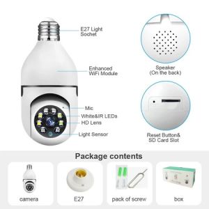 CAM720 Dual Lens CCTV Camera bulb CCTV camera for house 5G CCTV Camera 8MP Camera cctv connect cellphone Indoor and outdoor waterproof night vision surveillance camera