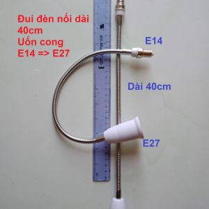 Đui Đèn Chuyển Đổi E14 sang E27 Nối Dài Tiện Lợi - Dài 40cm Uốn cong [ Shop Hoàng Bách]