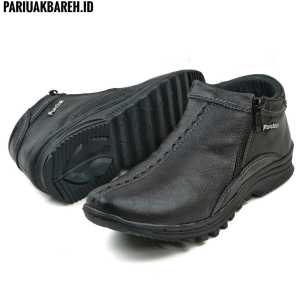 Sepatu Pria Boot Double Zipper Casual Boots Kulit Outsole Karet P001