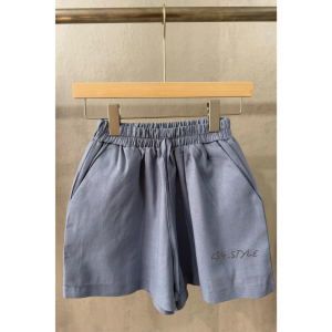 SHE02 กางเกงขาสั้นผู้หญิงผ้าลินินเอวยืดรอบ สีพื้น พาสเทล เชือกหลอก งานฟรีไซส์ ใส่ง่าย