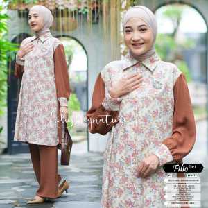 Tulus Signature Filio Set LD 110 - Setelan Wanita Tunik Kelly Crinkle Airflow Premium Terbaru