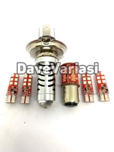 PAKET LENGKAP LAMPU MOTOR / MOBIL H4 AC/DC LASER SENJA BIRU + LAMPU STOP RUNNING + 4 PCS LAMPU SEN UNIVERSAL SCOOPY VIXION VERZA CB150 CBR NINJA RR R15