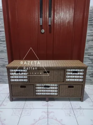 Terlaris COD Lemari Rotan plastik Meja TV Laci Susun 6 jasmine buffet serbaguna Bebas pilih warna