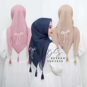 Hijab Segi Empat Paris Tasel Pita / Kerudung Paris Tasel / Jilbab S4 Termurah