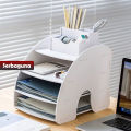Desktop Rak Buku Multi Lapis Rak Penyimpanan Kolom File File - YOSINOGAWA STORE. 