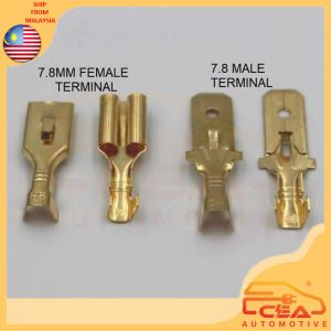 1PACK 10/100PCS 7.8MM SPEAKER TERMINAL CRIMP ELECTRICAL GOLD BRASS CLIP STANDARD SIZE CONNECTOR WIRING MALE FEMALE HOOK