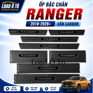 Ốp Bậc Cửa Nẹp Bước Chân Xe Ford Ranger 2026-23 Mẫu Vân Carbon Cao Cấp